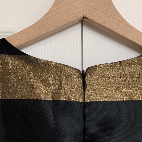 NWT Cremiuex Jocelyn Metallic Stripe Holiday Glam Fit & Flare Dress 10 - Picture 5 of 7